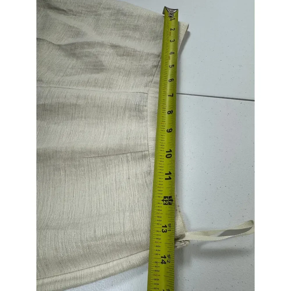 Eileen Fisher Petite Textured Organic Linen Pants Ivory side zipper Wide Leg PS - Picture 8 of 8